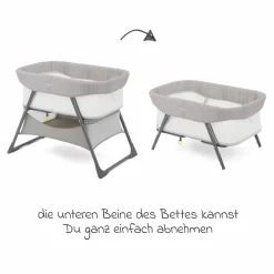 2-1 Beistellbett & Reisebett Side-By-Side ab Geburt - 6 Monate inkl. Matratze & Transporttasche - Fossil - Kollektion 2025