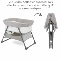 2-1 Beistellbett & Reisebett Side-By-Side ab Geburt - 6 Monate inkl. Matratze & Transporttasche - Fossil - Kollektion 2025