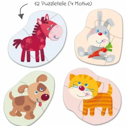4 erste Puzzles – Tierkinder - 12 Teile