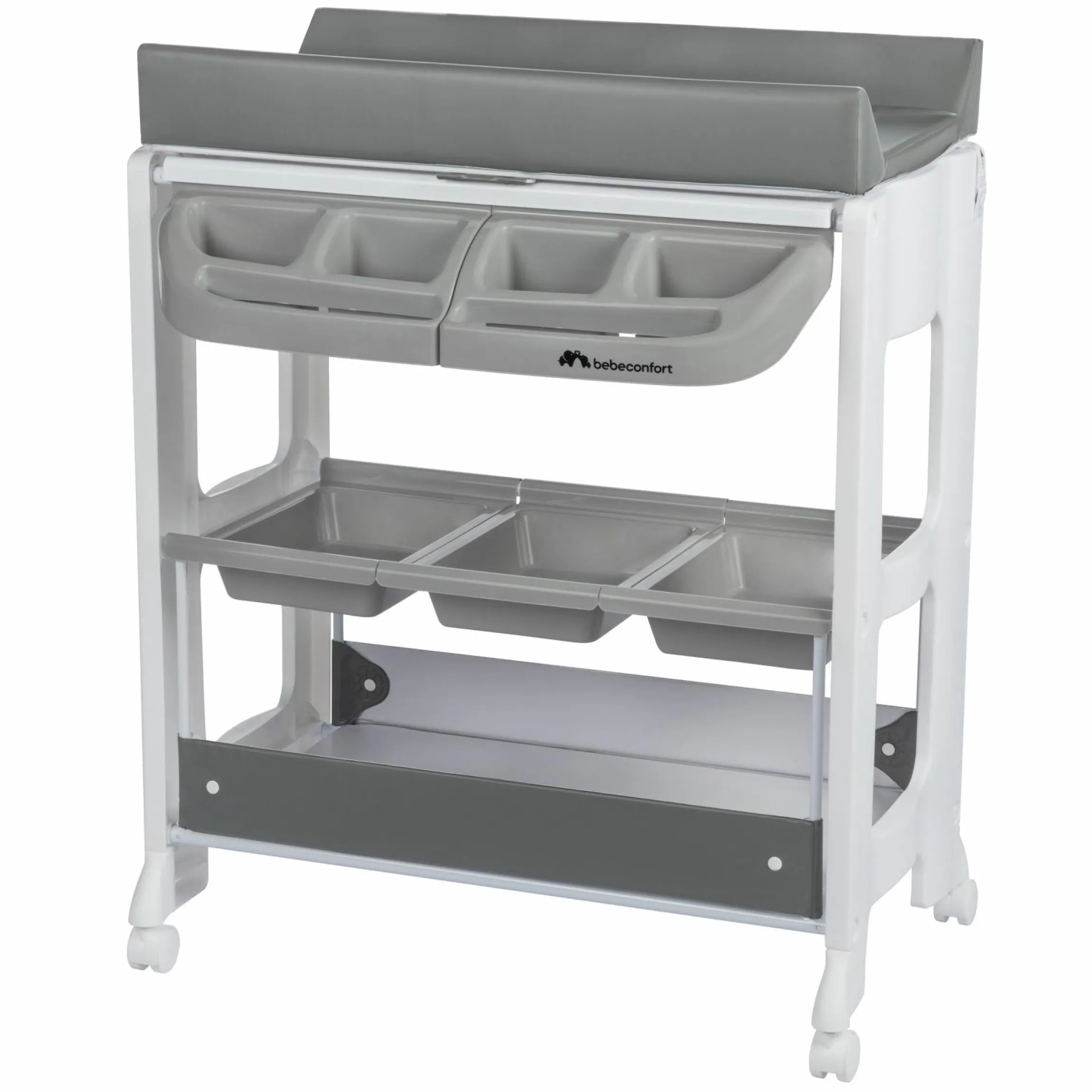 2- in-1 Badewanne & Wickeltisch Dolphy mit Staufächer & Handtuchhalter - Gray Mist - Kollektion 2025