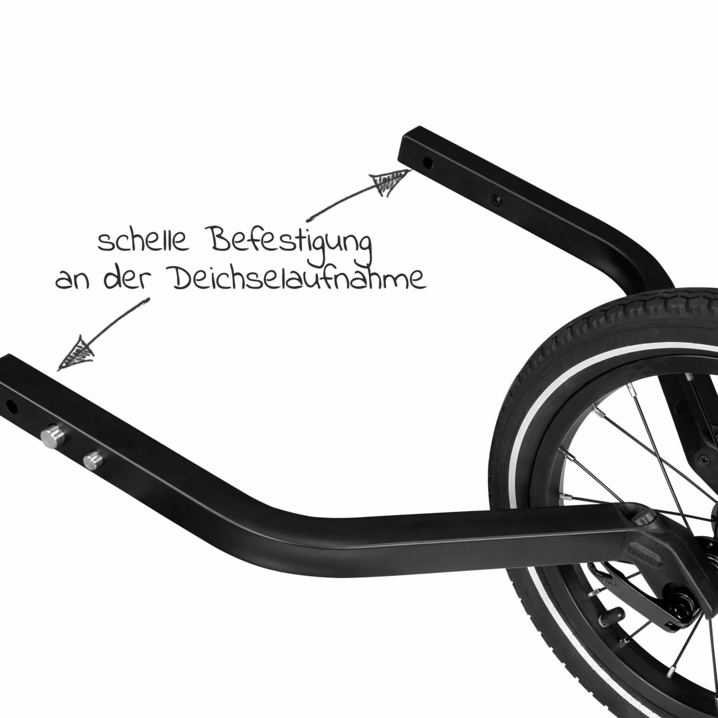 14" Joggerrad für Zweitsitzer inkl. Deichselaufnahme - Schwarz