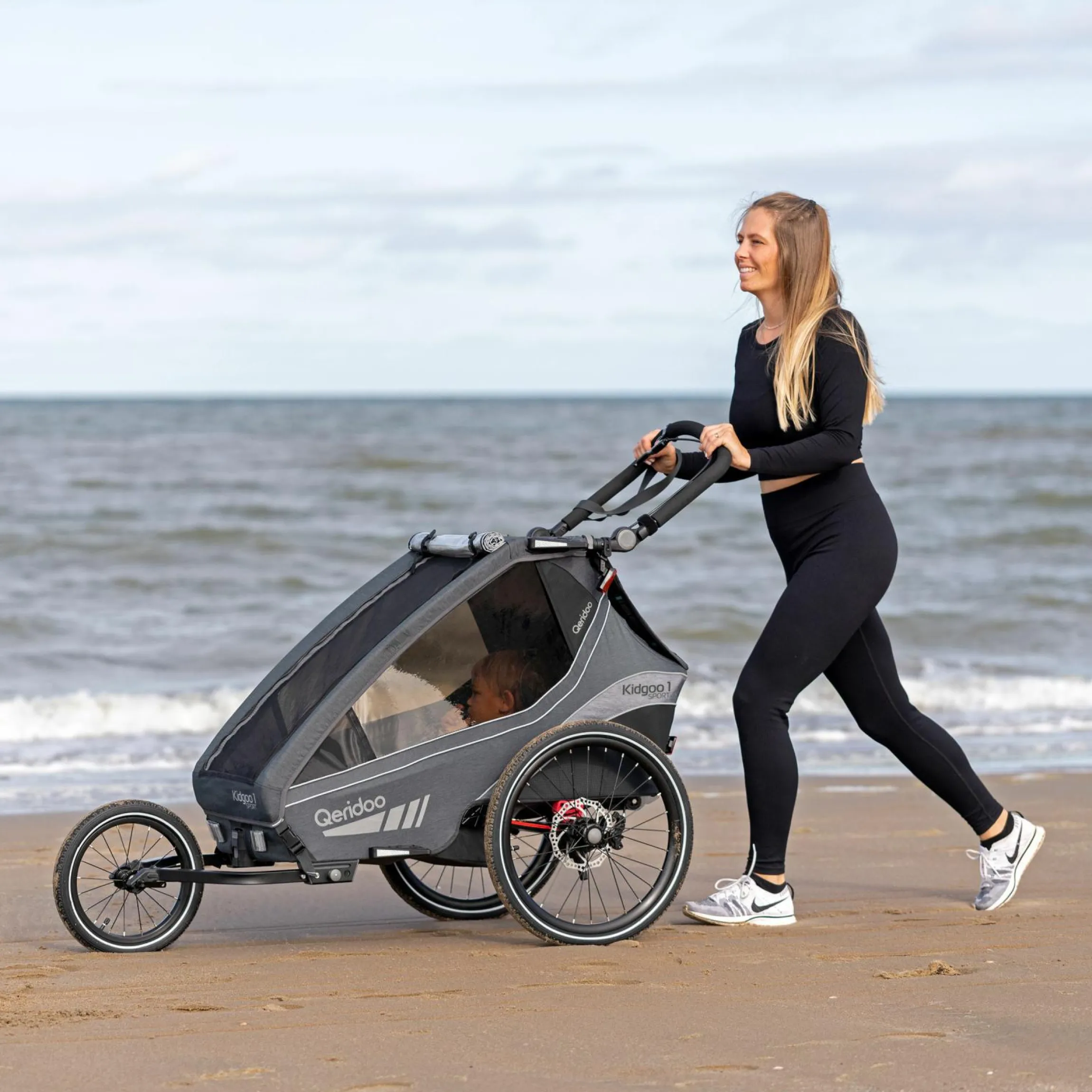 14" Joggerrad für Zweitsitzer inkl. Deichselaufnahme - Schwarz