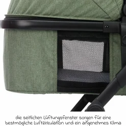 3-1 Kombi-Kinderwagen-Set Fill Jaguar mit Sportsitz, Babywanne & Matratze, Babyschale, Wickeltasche & Wickelauflage, Adapter, Getränkehalter, Regen- & Insektenschutz - Grün Melange