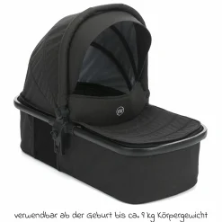 3-1 Kombi-Kinderwagen-Set Fill Jaguar mit Sportsitz, Babywanne mit Matratze, Babyschale, Wickeltasche mit Wickelauflage, Adapter, Regenschutz & Insektenschutz - Dunkelgrau Melange