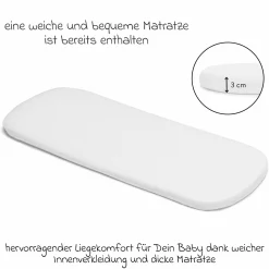 3-1 Kombi-Kinderwagen-Set Fill Jaguar mit Sportsitz, Babywanne mit Matratze, Babyschale, Wickeltasche mit Wickelauflage, Adapter, Regenschutz & Insektenschutz - Dunkelgrau Melange