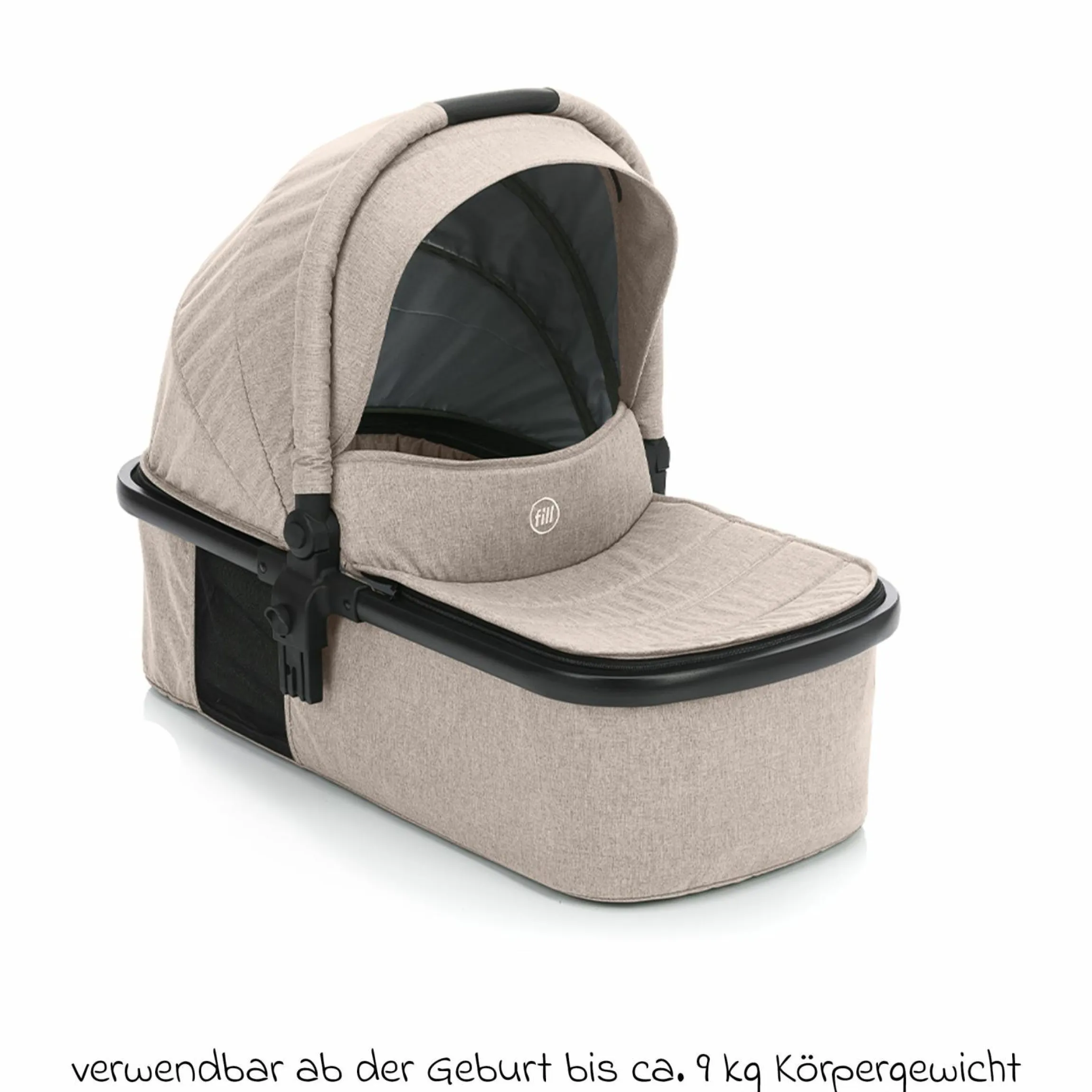 3-1 Kombi-Kinderwagen-Set Fill Jaguar mit Sportsitz, Babywanne & Matratze, Babyschale, Wickeltasche & Wickelauflage, Adapter, Getränkehalter, Regen- & Insektenschutz - Sand