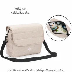 3-1 Kombi-Kinderwagen-Set Fill Jaguar mit Sportsitz, Babywanne & Matratze, Babyschale, Wickeltasche & Wickelauflage, Adapter, Getränkehalter, Regen- & Insektenschutz - Sand