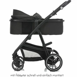 3-1 Kombi-Kinderwagen-Set Fill Jaguar mit Sportsitz, Babywanne & Matratze, Babyschale, Wickeltasche & Wickelauflage, Getränkehalter, Regen- & Insektenschutz - Dunkelgrau Melange