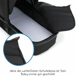 3-1 Kombi-Kinderwagen-Set Fill Jaguar mit Sportsitz, Babywanne & Matratze, Babyschale, Wickeltasche & Wickelauflage, Getränkehalter, Regen- & Insektenschutz - Dunkelgrau Melange