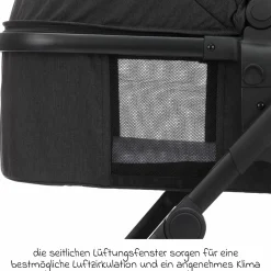 3-1 Kombi-Kinderwagen-Set Fill Jaguar mit Sportsitz, Babywanne & Matratze, Babyschale, Wickeltasche & Wickelauflage, Getränkehalter, Regen- & Insektenschutz - Dunkelgrau Melange