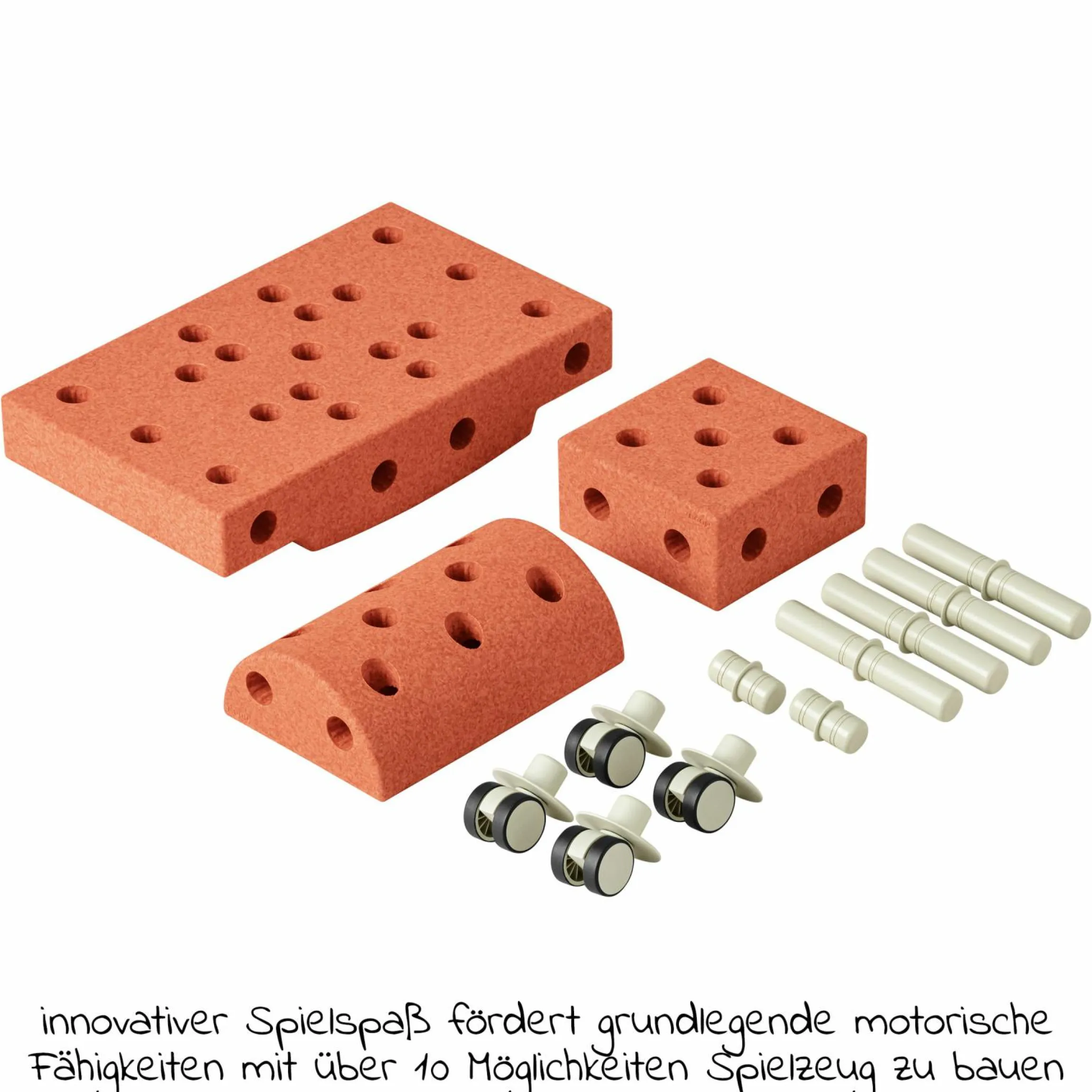 14 tlg. Baukasten Starter-Set Modu Playsystem Curiosity von 0 - 6 Jahre - Burnt Orange / Dusty Green