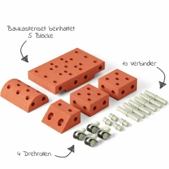 20 tlg. Baukasten Starter-Setset Modu Playsystem Explorer von 0 - 6 Jahre - Burnt Orange / Dusty Green