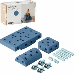 14 tlg. Baukasten Starter-Set Modu Playsystem Curiosity von 0 - 6 Jahre - Deep Blue / Sky Blue