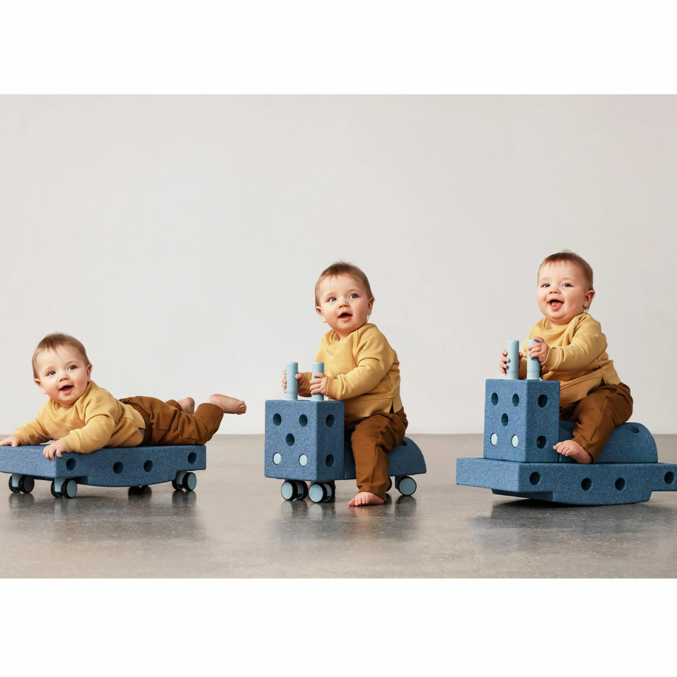 14 tlg. Baukasten Starter-Set Modu Playsystem Curiosity von 0 - 6 Jahre - Deep Blue / Sky Blue
