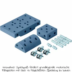 14 tlg. Baukasten Starter-Set Modu Playsystem Curiosity von 0 - 6 Jahre - Deep Blue / Sky Blue