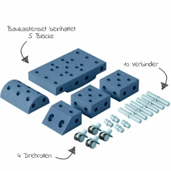 20 tlg. Baukasten Starter-Setset Modu Playsystem Explorer von 0 - 6 Jahre - Deep Blue / Sky Blue