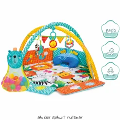 Aktivbogen-Spielmatte mit 30 Bällen, 4 Greiffiguren & Polster 120 x 100 cm - Bunt