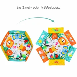 Aktivbogen-Spielmatte mit 30 Bällen, 4 Greiffiguren & Polster 120 x 100 cm - Bunt