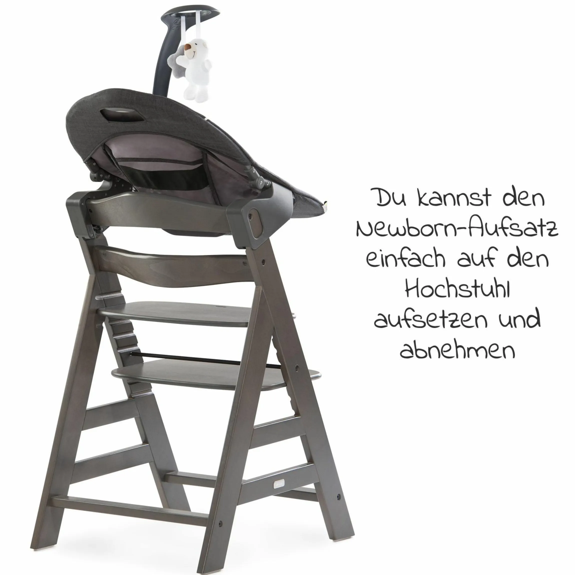 Alpha Charcoal Selectline Newborn Set Deluxe - 4-tlg. Hochstuhl + 2in1 Neugeborenenaufsatz (verstellbar) + Sitzpolster