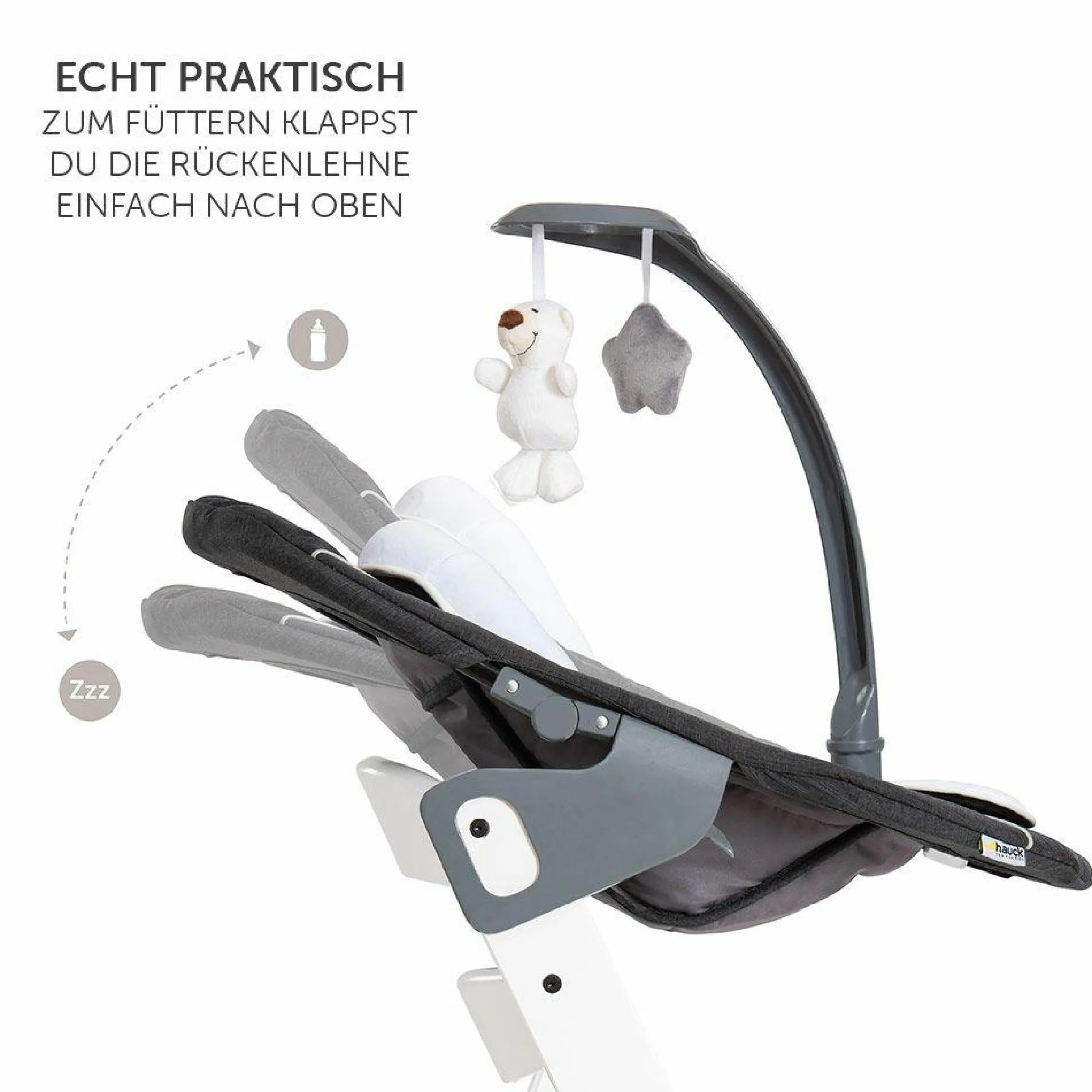Alpha Charcoal Selectline Newborn Set Deluxe - 4-tlg. Hochstuhl + 2in1 Neugeborenenaufsatz (verstellbar) + Sitzpolster