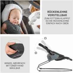 Alpha Move Natur 5-tlg. Newborn Set Deluxe - Hochstuhl + 2in1 Babyaufsatz & Wippe + Essbrett + Sitzkissen - Melange Grey
