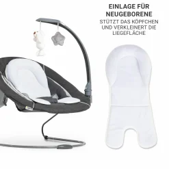 Alpha Move Natur 5-tlg. Newborn Set Deluxe - Hochstuhl + 2in1 Babyaufsatz & Wippe + Essbrett + Sitzkissen - Melange Grey