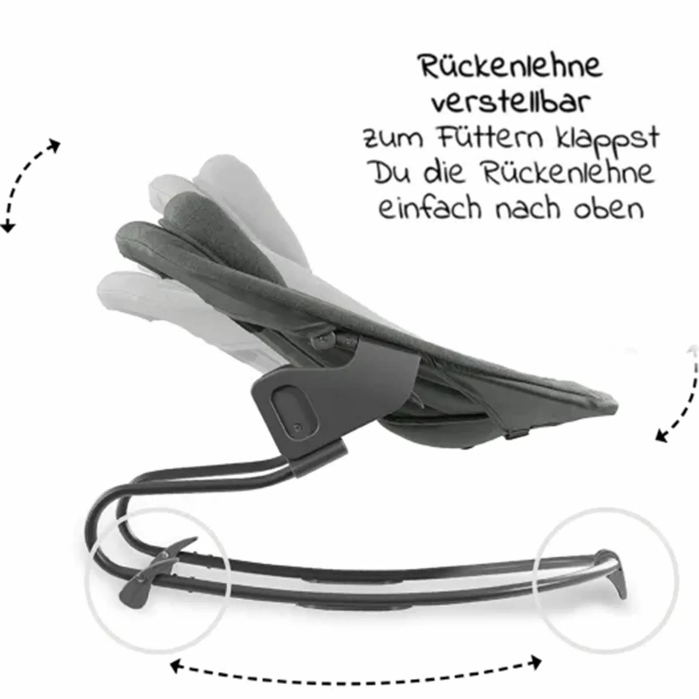 Alpha Move Natur 5-tlg. Newborn Set - Hochstuhl + 2in1 Neugeborenen-Aufsatz & Wippe + Essbrett + Hochstuhlauflage - Jersey Charcoal