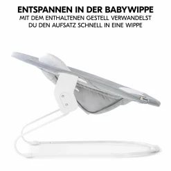 Alpha Plus Black 4-tlg. Newborn Set - Hochstuhl + 2in1 Babyaufsatz & Wippe + Sitzkissen - Stretch Grey