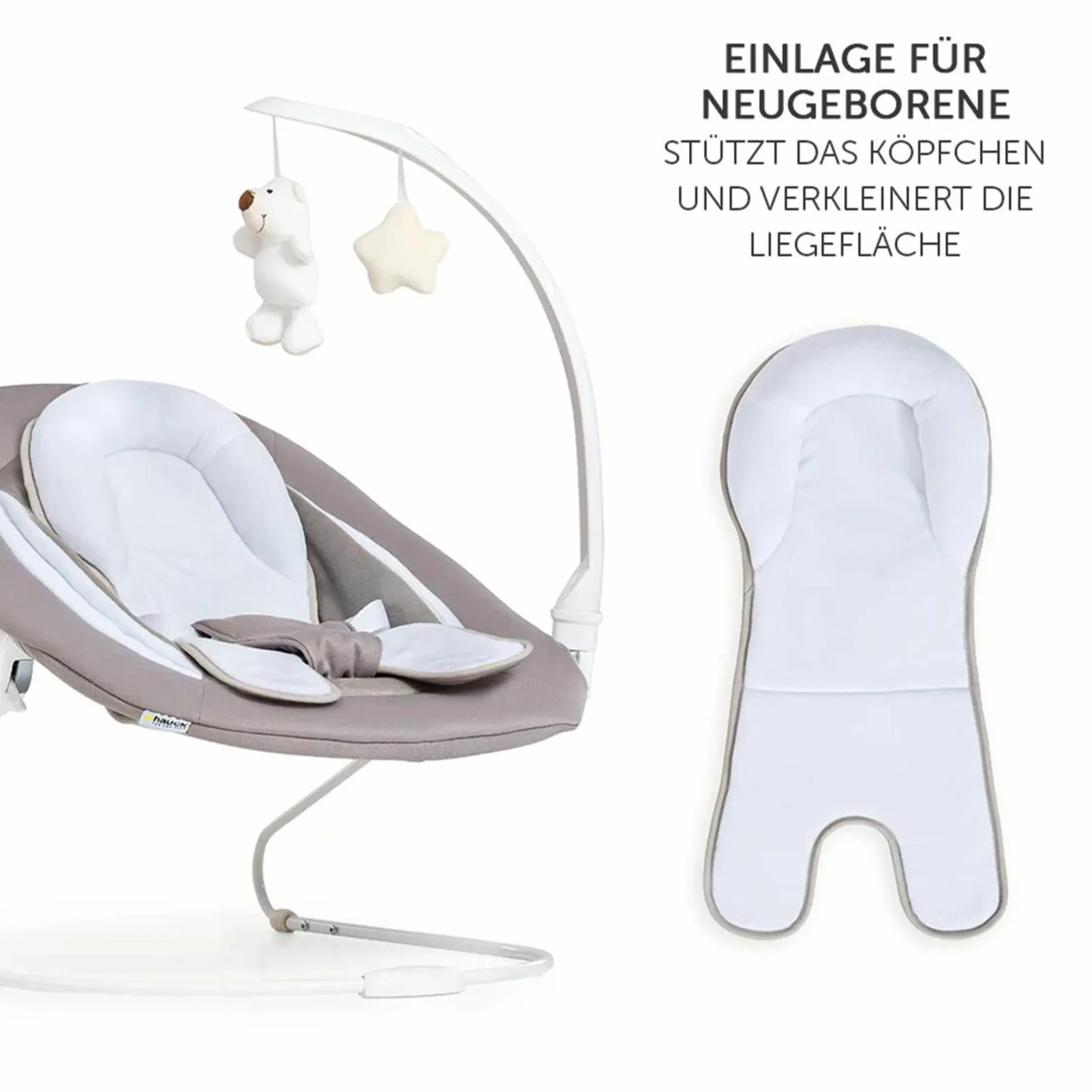 Alpha Plus Black 4-tlg. Newborn Set Deluxe - Hochstuhl + 2in1 Babyaufsatz & Wippe + Sitzkissen - Sand