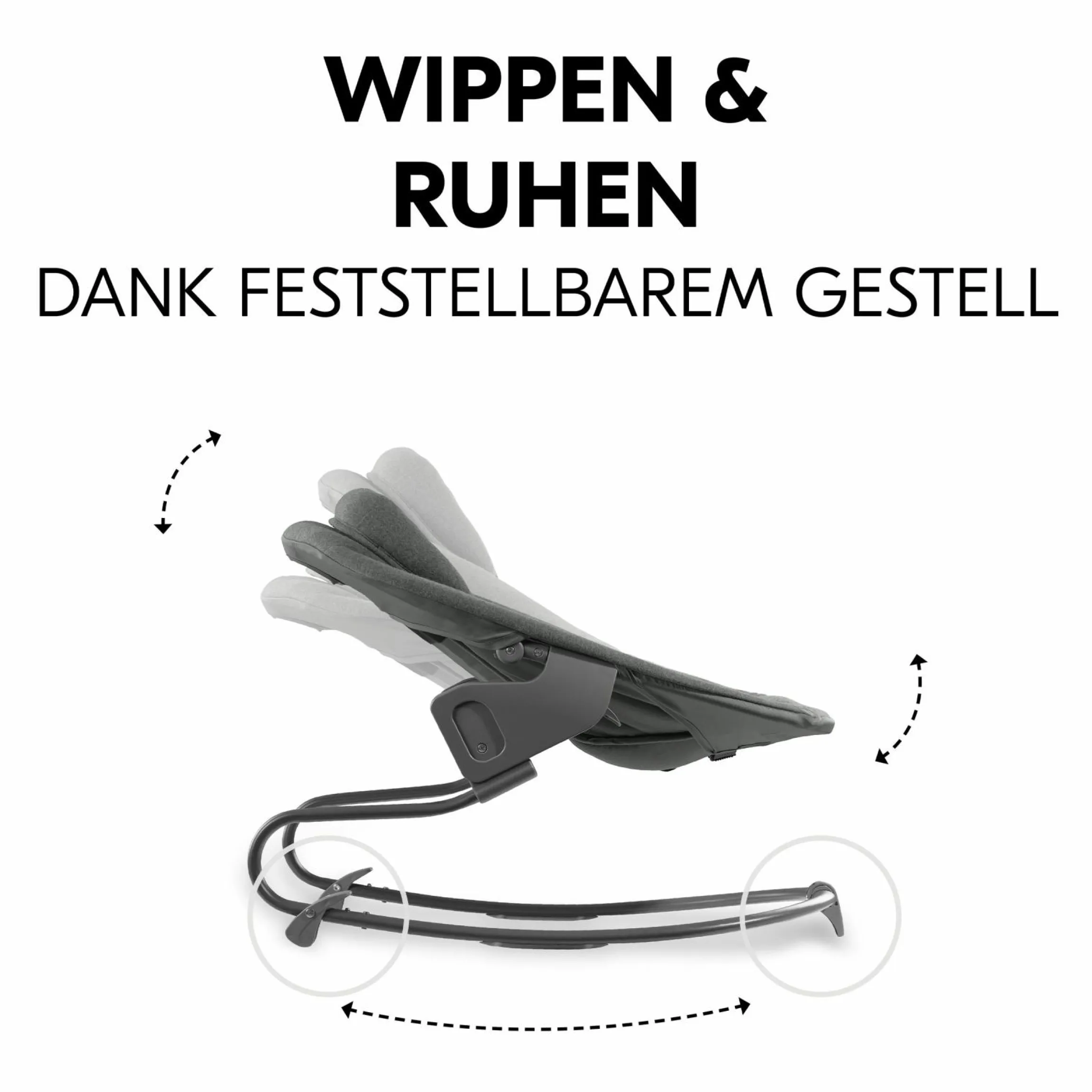 Alpha Plus Black 4-tlg. Newborn Set Premium - Hochstuhl + 2in1 Babyaufsatz & Wippe + Sitzkissen - Dark Grey