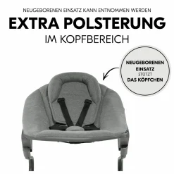 Alpha Plus Cork 4-tlg. Newborn Set - Hochstuhl + 2in1 Babyaufsatz & Wippe Premium + Sitzkissen - Dark Grey