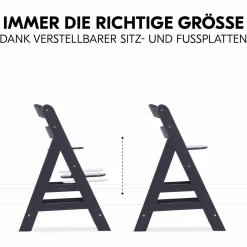 Alpha Plus Dark Grey Newborn Set - Hochstuhl + Neugeborenenaufsatz
