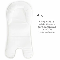 Alpha Plus Grey Newborn Set - 4-tlg. Hochstuhl + Neugeboreneneinsatz & Wippe Stretch Grey + Sitzpolster