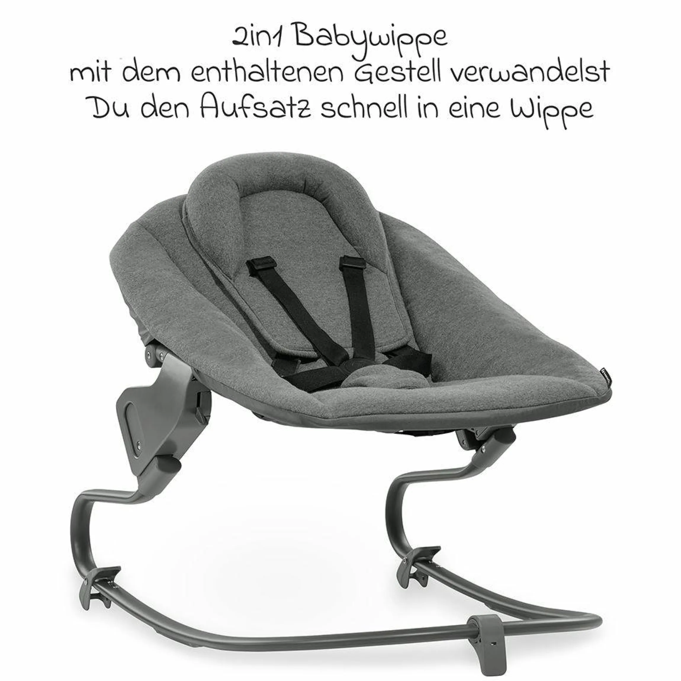 Alpha Plus Grey XXL Newborn Set - Hochstuhl + 2in1 Aufsatz Bouncer & Wippe + Alpha Tray Essbrett + Sitzverkleinerer + Hochstuhlauflage - Jersey Charcoal