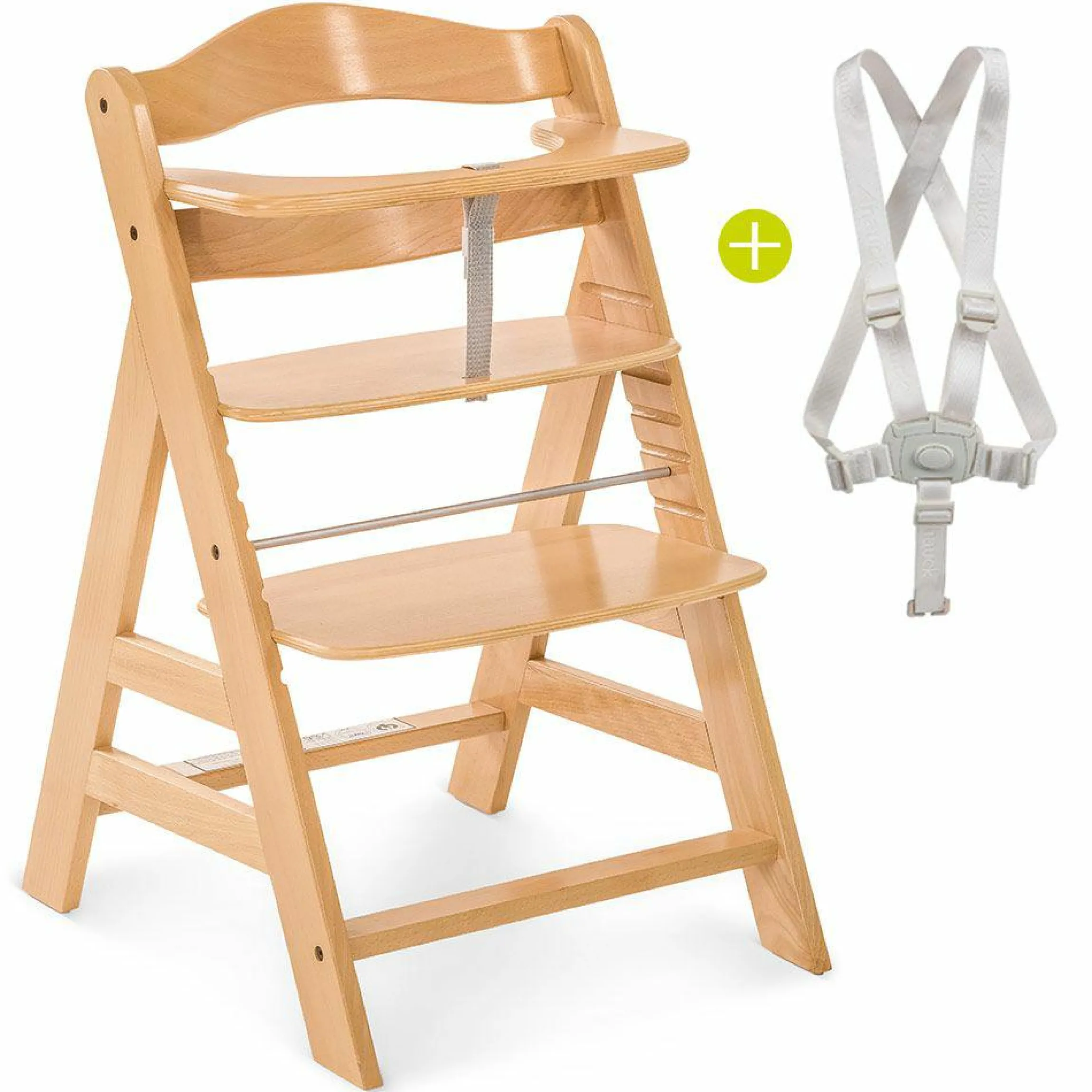 Alpha Plus Natur Newborn Set Deluxe - 4-tlg. Hochstuhl + 2in1 Neugeboreneneinsatz (verstellbar) + Sitzpolster