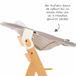Alpha Plus Natur Newborn Set - 3-tlg. Hochstuhl + Neugeboreneneinsatz & Wippe Stretch Beige