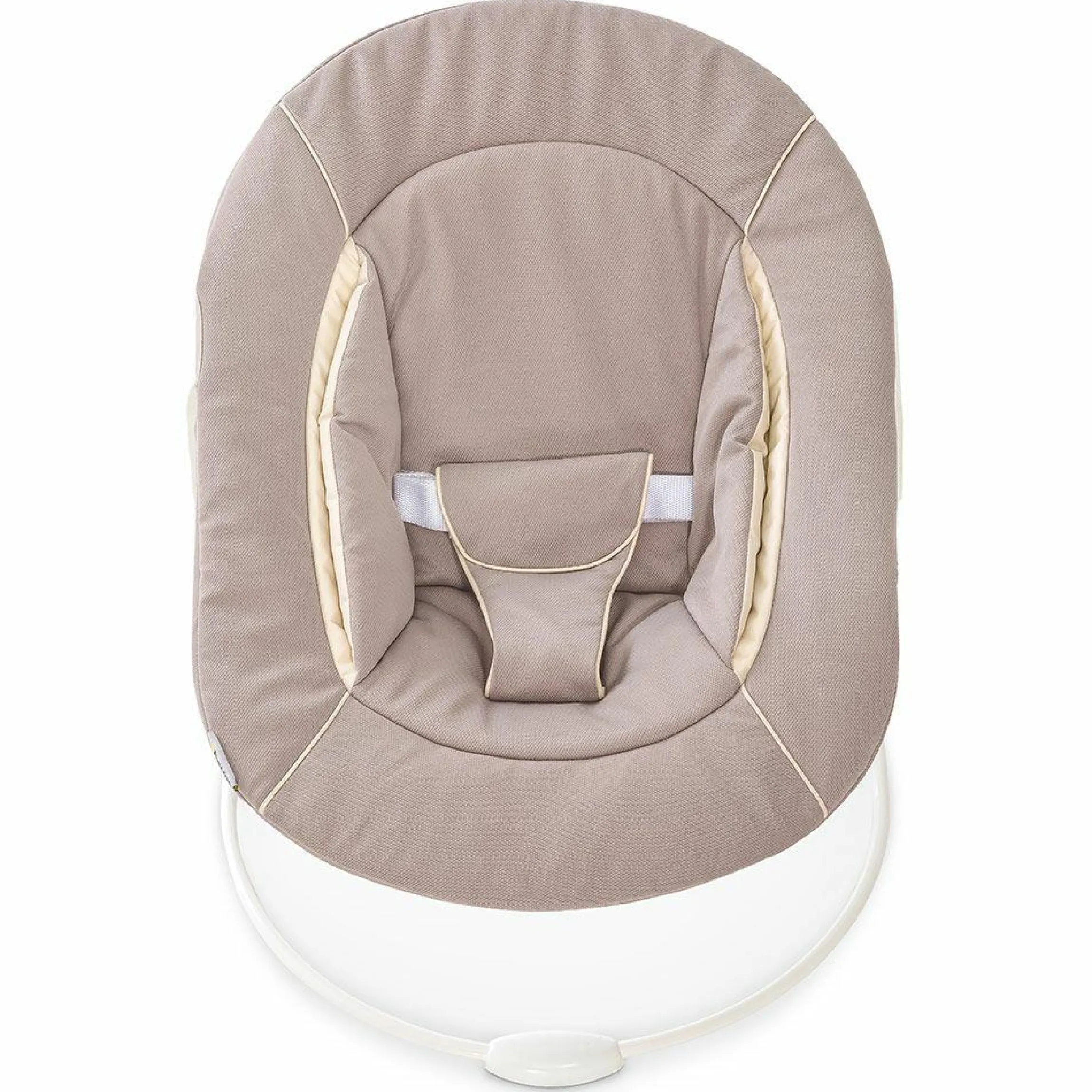 Alpha Plus Natur Newborn Set - 4-tlg. Hochstuhl + Neugeboreneneinsatz & Wippe Stretch Beige + Sitzpolster