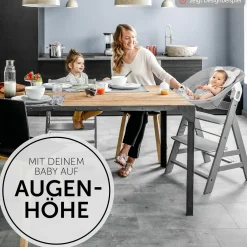 Alpha Plus Natur 4-tlg. Newborn Set Disney Pooh - Hochstuhl + Neugeboreneneinsatz & Wippe + Sitzpolster