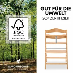 Alpha Plus Nature Grey Newborn Set - Hochstuhl + Neugeborenenaufsatz - Pastell Bear