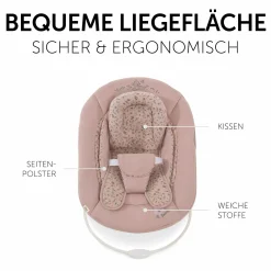 Alpha Plus Select Charcoal 4-tlg. Newborn Set Disney - Hochstuhl + 2in1 Babyaufsatz & Wippe Bambi + Sitzkissen Minnie Mouse - Rose
