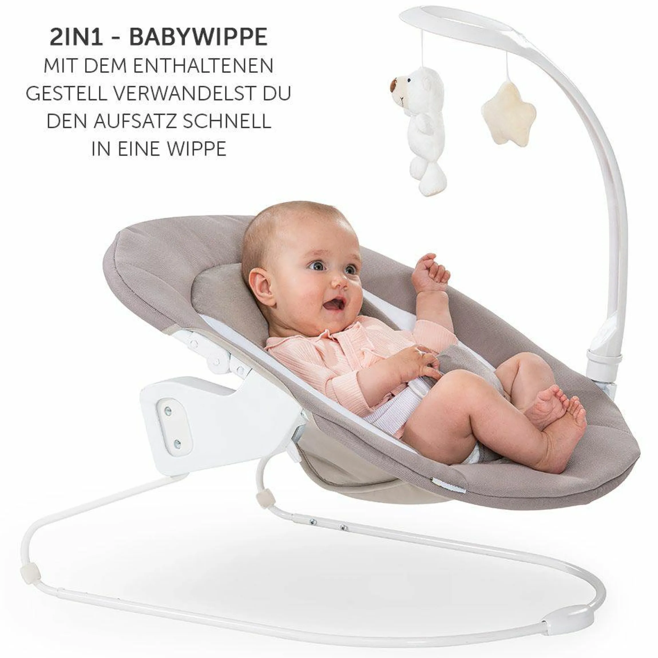Alpha Plus Walnut Newborn Set Deluxe - 4-tlg. Hochstuhl + Neugeborenenaufsatz (Rückenlehne verstellbar) + Sitzkissen