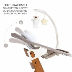 Alpha Plus Walnut Newborn Set Deluxe - 4-tlg. Hochstuhl + 2in1 Neugeboreneneinsatz (verstellbar) + Sitzpolster
