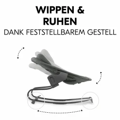 Alpha Plus Walnut 4-tlg. Newborn Set Dark Grey - Hochstuhl + Neugeboreneneinsatz & Wippe Premium + Sitzkissen