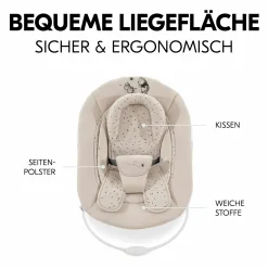 Alpha Plus Walnut 4-tlg. Newborn Set - Disney Pooh - Hochstuhl + Neugeboreneneinsatz & Wippe + Sitzpolster