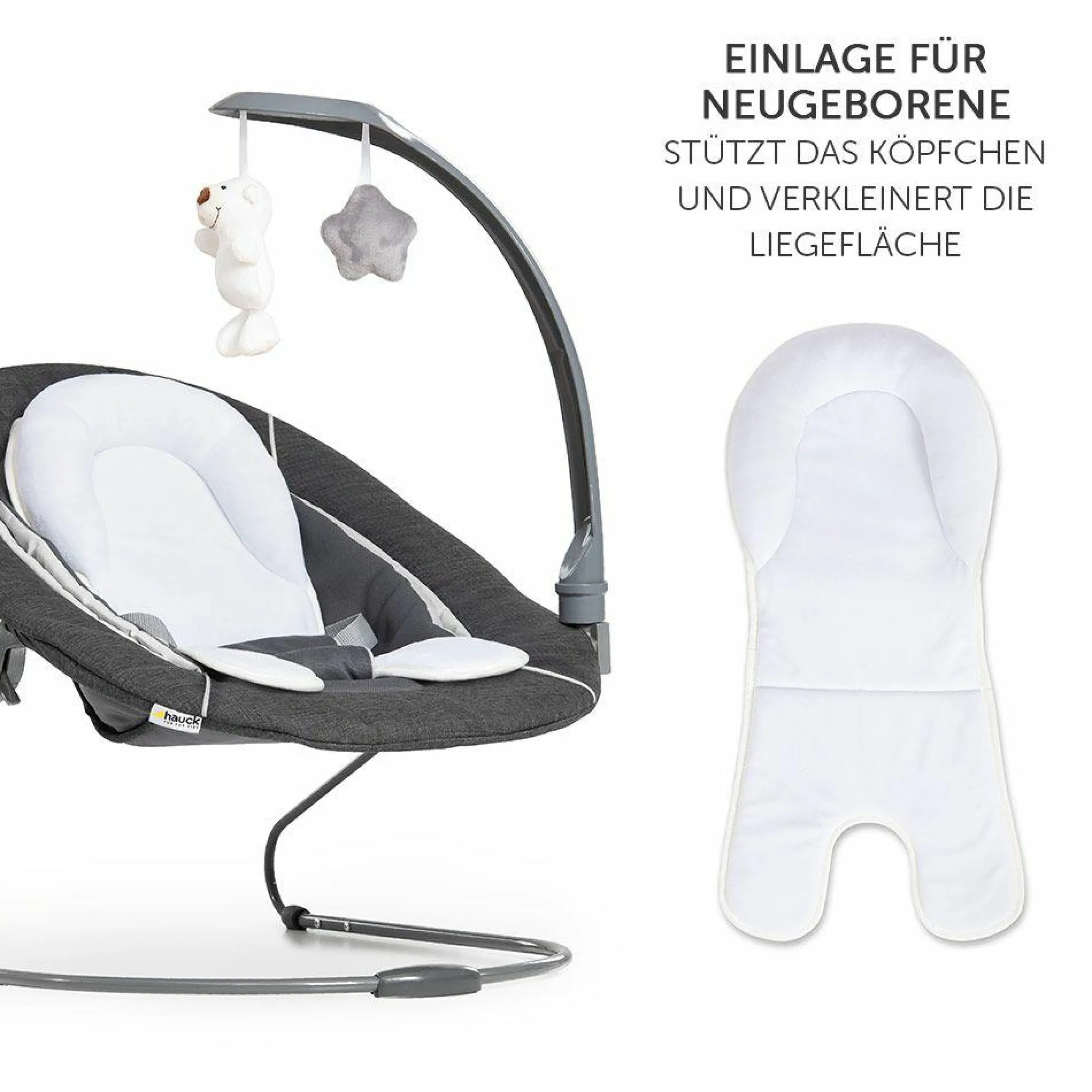 Alpha Plus Weiß Newborn Set Deluxe - 4-tlg. Hochstuhl + 2in1 Neugeboreneneinsatz (verstellbar) + Sitzpolster