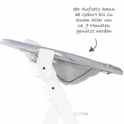 Alpha Plus White Newborn Set - 3-tlg. Hochstuhl + Neugeboreneneinsatz & Wippe Stretch Grey