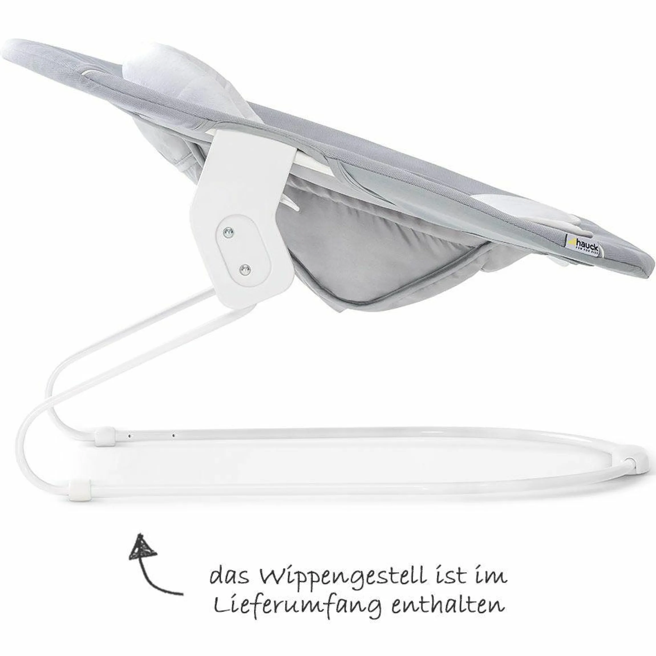 Alpha Plus White Newborn Set - 3-tlg. Hochstuhl + Neugeboreneneinsatz & Wippe Stretch Grey