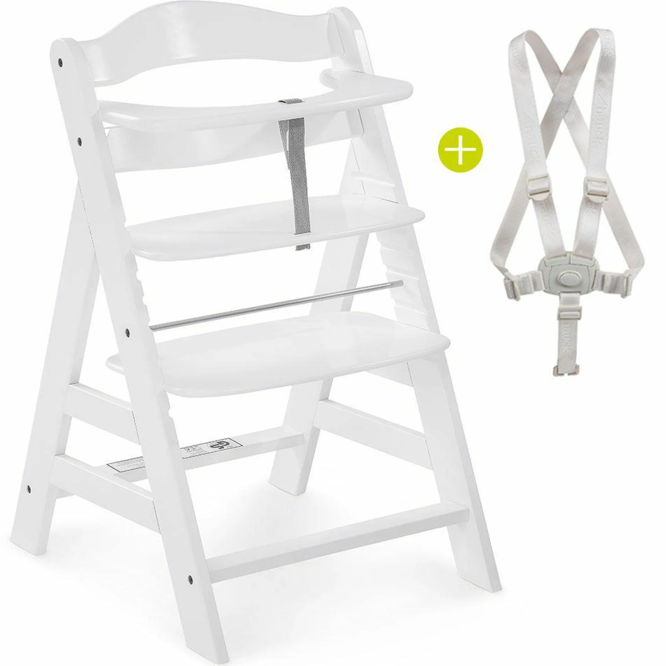 Alpha Plus White Newborn Set - 3-tlg. Hochstuhl + Neugeboreneneinsatz & Wippe Stretch Grey