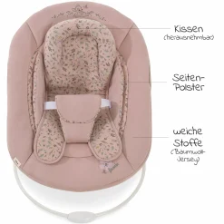 Alpha Plus White Newborn Set Bambi Rose - 4-tlg. Hochstuhl + Neugeborenenaufsatz + Sitzkissen