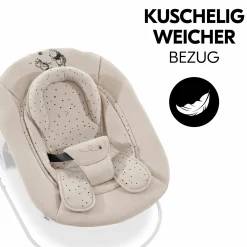 Alpha Plus White 4-tlg. Newborn Set Disney Pooh - Hochstuhl + Neugeborenenaufsatz & Wippe + Sitzkissen